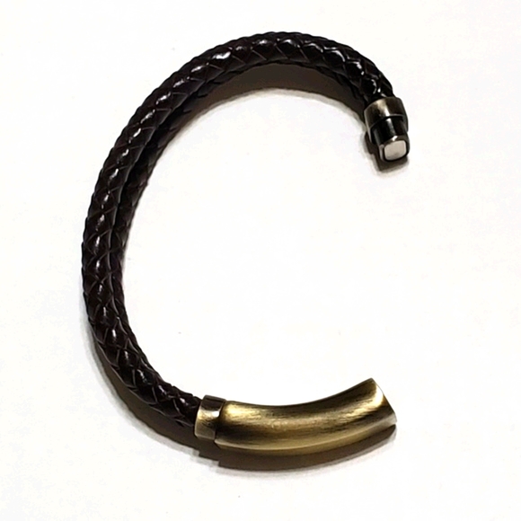 Men's Heavy Duty Brown Double Rope Leather Bracelet - Picture 6 of 6